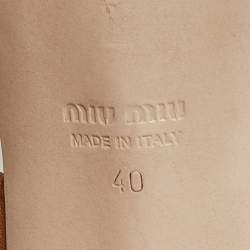 Miu Miu Brown Leather Crystal Embellished Block Heel Ankle Strap Sandals Size 40
