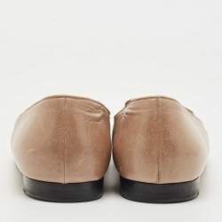 Pre Owned Miu Miu Light Brown/Black Leather Pointed Toe Loafers Size 40