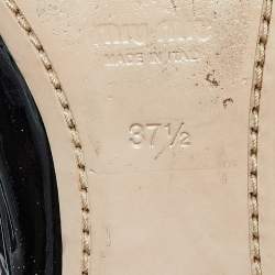 مملوكة مسبقًا Miu Miu Black Patent Leather Crystal Embellished Bow Ballet Flats Size 37.5