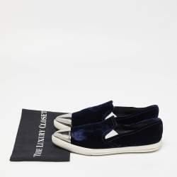 Pre Owned Miu Miu Blue Velvet Pointed Cap Toe Slip On Sneakers Size 41