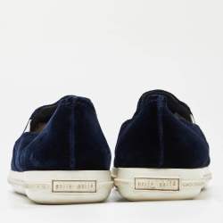 Pre Owned Miu Miu Blue Velvet Pointed Cap Toe Slip On Sneakers Size 41