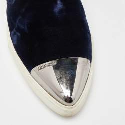 Pre Owned Miu Miu Blue Velvet Pointed Cap Toe Slip On Sneakers Size 41