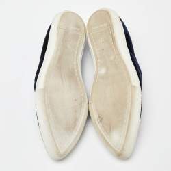 Pre Owned Miu Miu Blue Velvet Pointed Cap Toe Slip On Sneakers Size 41