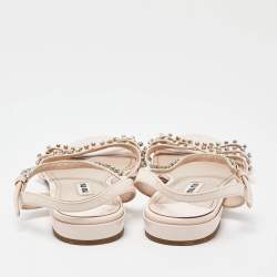 Miu Miu Pink Patent Leather Strappy Crystal Embellished Flat Sandals Size 38