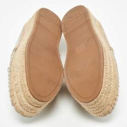 Pre Owned حذاء فلات ميو ميو  مزخرف بكريستال و بنعل سميك إسبادريل جلد ذهبي ميتاليك مقاس 38