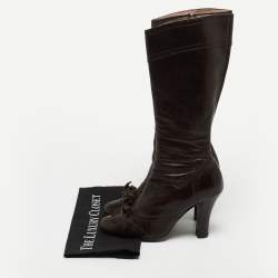 Miu Miu Brown Leather Mid Calf Boots Size 38