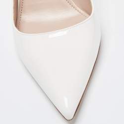 مملوكة مسبقًا Miu Miu White Patent Leather Pointed Toe Slingback Pumps Size 37