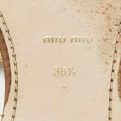 Miu Miu Metallic Leather and Glitter Crystals Embellished Flat Slides Size 36.5