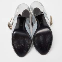 Miu Miu Tri Color Leather and Suede Bow Peep Toe Pumps Size 38
