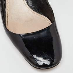 Miu Miu Black Patent Leather Crystal Embellished Block Heel Pumps Size 36.5