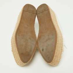 Pre Owned Miu Miu Off White Leather Espadrille Platform Sneakers Size 36