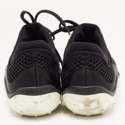 Miu Miu Black Satin and Mesh Crystal Embellished Lace Up Sneakers Size 40