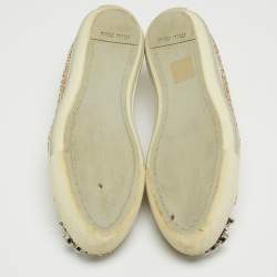 Miu Miu Gold Coarse Glitter Crystal Embellished Metal Cap Toe Sneakers Size 36.5 