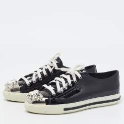 Miu Miu Black Patent Low Top Sneakers Size 38