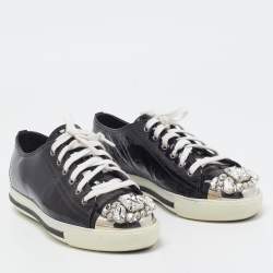 Miu Miu Black Patent Low Top Sneakers Size 38
