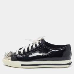 Miu Miu Black Patent Low Top Sneakers Size 38