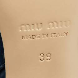 Miu Miu Navy Blue/Black Satin and Fabric Embellished Cutout Booties Size 39