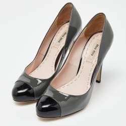 Miu Miu Grey/Black Patent Toe Cap Pumps Size 37