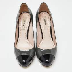 Miu Miu Grey/Black Patent Toe Cap Pumps Size 37