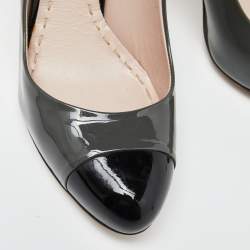 Miu Miu Grey/Black Patent Toe Cap Pumps Size 37