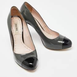 Miu Miu Grey/Black Patent Toe Cap Pumps Size 37