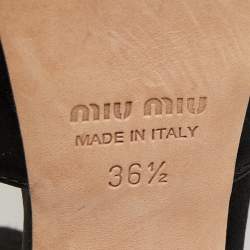 Miu Miu Black Satin Crystal Embellished Platform Ankle Strap Sandals Size 36.5