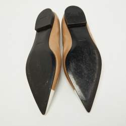 Miu Miu Beige/White Leather Pointed Toe Smoking Slipper Size 42 