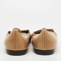 Miu Miu Beige/White Leather Pointed Toe Smoking Slipper Size 42 