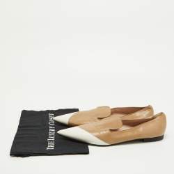 Miu Miu Beige/White Leather Pointed Toe Smoking Slipper Size 42 