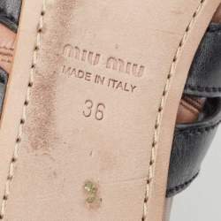 Miu Miu Dusty Pink and Black Leather Buckle Detail Bow Ballet Flats Size 36