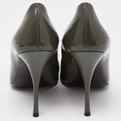 Pre Owned Miu Miu Green Patent Leather Bow Pumps Size 37