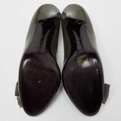 Pre Owned Miu Miu Green Patent Leather Bow Pumps Size 37