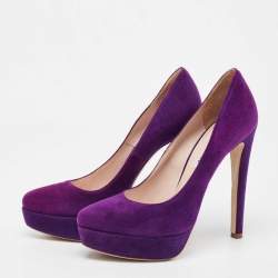 Miu Miu Purple Suede Pointed Toe Platform Pumps  Size 37