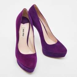 Miu Miu Purple Suede Pointed Toe Platform Pumps  Size 37