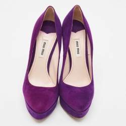 Miu Miu Purple Suede Pointed Toe Platform Pumps  Size 37