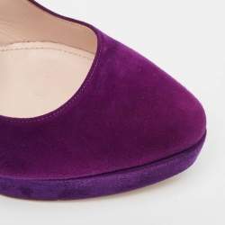 Miu Miu Purple Suede Pointed Toe Platform Pumps  Size 37
