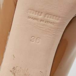 Pre Owned Miu Miu Beige Patent Leather Peep Toe Platform Pumps Size 36
