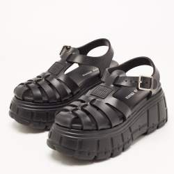 مملوكة مسبقًا Miu Miu Black Rubber Eva Platform Sandals Size 38
