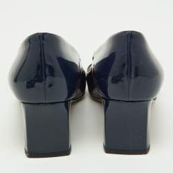 Miu Miu Blue Patent Leather Crystal Embellished Pumps Size 38