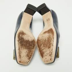 Miu Miu Blue Patent Leather Crystal Embellished Pumps Size 38