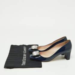 Miu Miu Blue Patent Leather Crystal Embellished Pumps Size 38