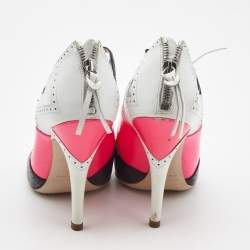 Pre Owned Miu Miu Tricolor Leather Lace Up Pumps Size 38