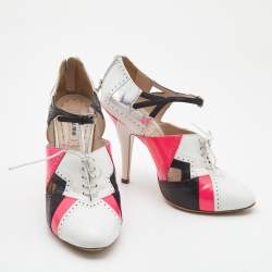 Pre Owned Miu Miu Tricolor Leather Lace Up Pumps Size 38