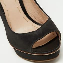 Miu Miu Black/Pink Satin Bow Peep Toe Pumps Size 38.5