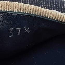 Pre Owned Miu Miu Blue Denim Crystal Embellished Platform Espadrille Flats Size 37.5