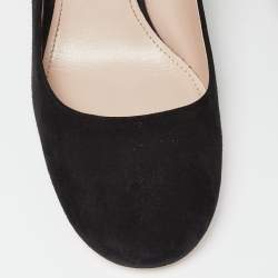 Miu Miu Black Suede Crystal Embellished Block Heel Pumps Size 38