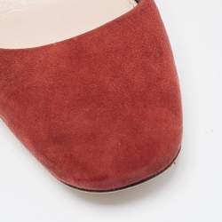 Miu Miu Burgundy Suede Crystal Embellished Block Heel Pumps Size 41