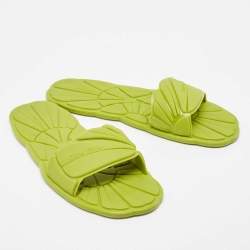 Miu Miu Green Rubber Flat Slides Size 39  