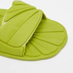 Miu Miu Green Rubber Flat Slides Size 39  