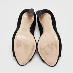 Pre Owned Miu Miu Black Suede Peep Toe Pumps Size 36.5